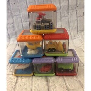 Fisher Price peek a boo blocks transportation set of (6)